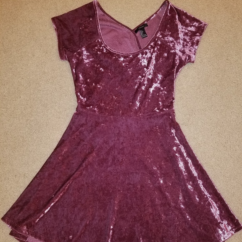 Pink Velvet Skater Dress-Valentine's Day Dress